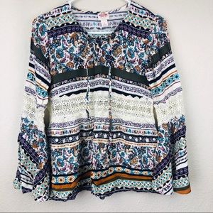 Mossimo Boho Top w/ Lace Bell Sleeves